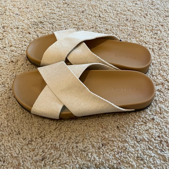 Rothy's | The Weekend Slide Sandal Open Toe Crossing Hemp Straps Size 8.5 - Picture 7 of 10